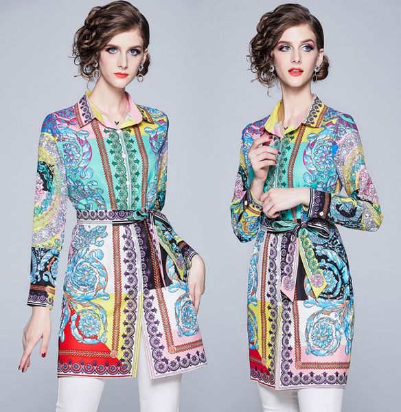 

luxury courtstyle printed long shirts spring fall runway women039s long sleeve blouses office lady business slim sty2710045, White