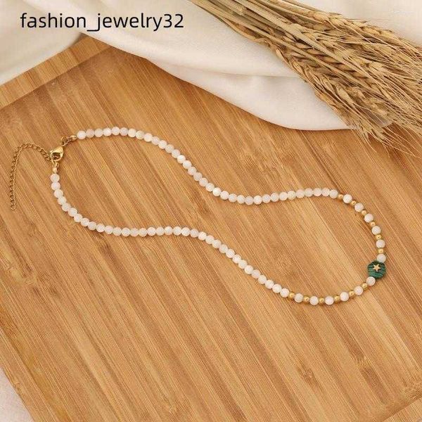 

choker fashion female stainless steel love heart geometric charm pearl beads pendant necklace jewelry gift, Golden;silver