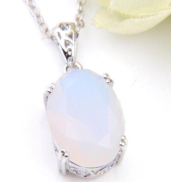 

luckyshine 6pcs 1216 mm natural stone moonstone gems 925 sterling silver oval vintage for women039 wedding engagement pendants1055101