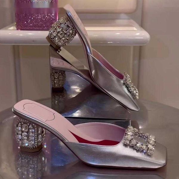 

dress shoes ladies fashion square toe diamond heel chunky banquet shallow slingbacks closed low mules for women, Black