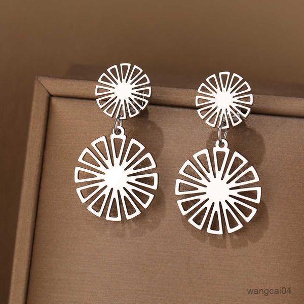 

charm stainless steel earrings sweet vintage delicate sunflower elegant sense light luxury fashion pendant earrings for women jewelry r23090, Golden