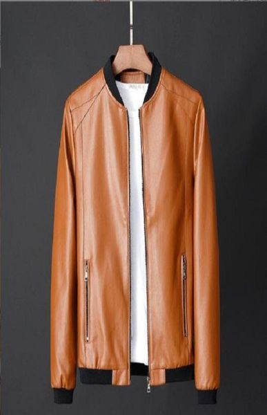 

leather bomber motorcycle jacket men biker pu baseball jacket plus size fashion causal3307626, Black;brown