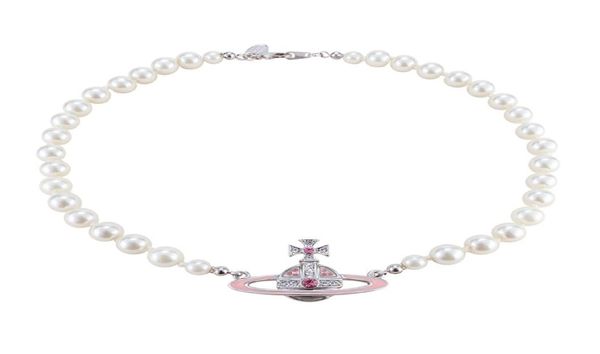 

designer necklace queen mother enne enne pink paint saturn pearl necklace nana same necklace with box7863978, Silver