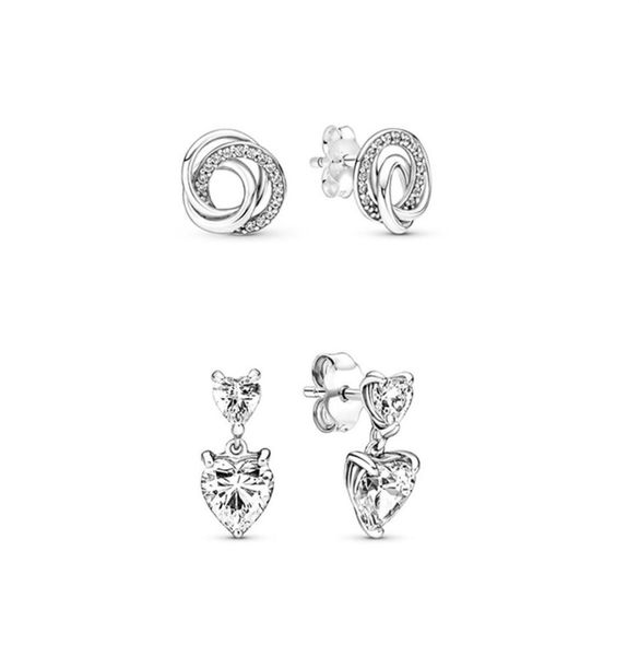 

2022 new mother039s day collection earring love knots stud earrings for women 925 sterling silver heart brincos gift to mom fin1775276, Golden;silver
