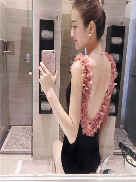 

ins women039s korean version slim cover belly one piece backless flower bikini parent child swimsuit4274821, White;black