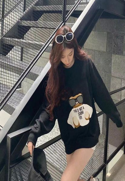 

fashion bear pattern hoodie men sweatshirts women pullovers round neck sweatshirt mens jumpers letters printed long sleeve hoodies9265789, Black