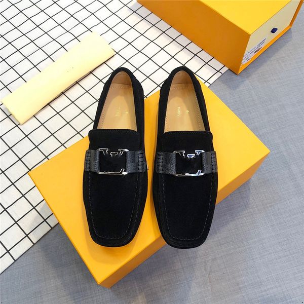 

designer men's casual leather shoes classic slip-on loafers mens driving moccasins men embroidery party wedding flats eur sizes 38-46, Black