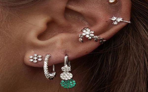 

new arrived leaf lower ear cuff gold silver paved clear cz no piercing women whole cute leaves cuff earring4955561