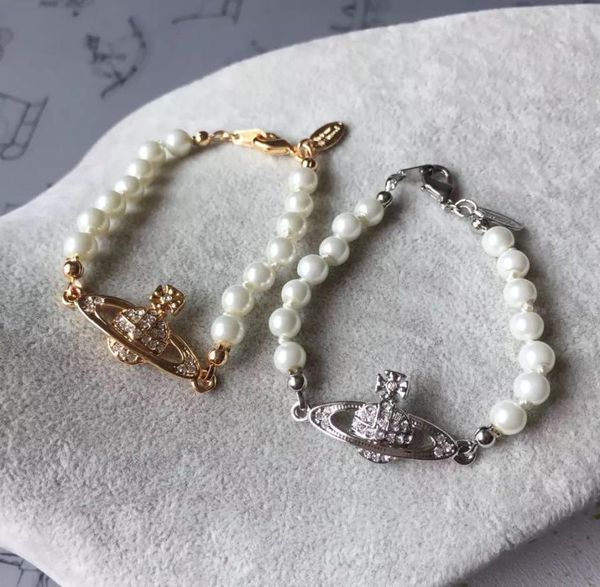 

high-quality light luxury style saturn queen mother of england an pearl diamond bracelet girls accessories9939388, Black