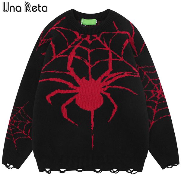 

men's sweaters una reta holes sweater men pullovers autumn winter harajuku casual hip hop jacquard printing knitwears 230831, White;black