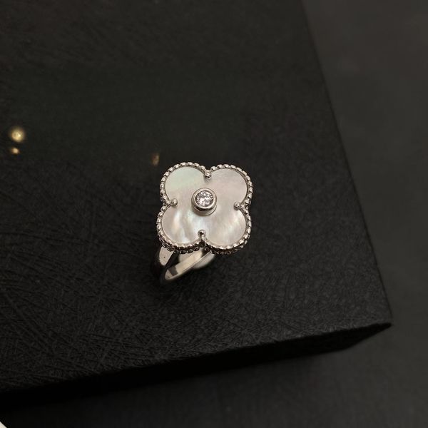 

jewelry designer ring four leaf grass open ring as a gift for girlfriend, Silver