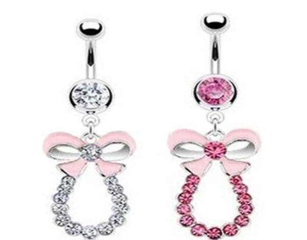 

d0127 bowknot belly navel button ring mix colors0123459287461, Silver