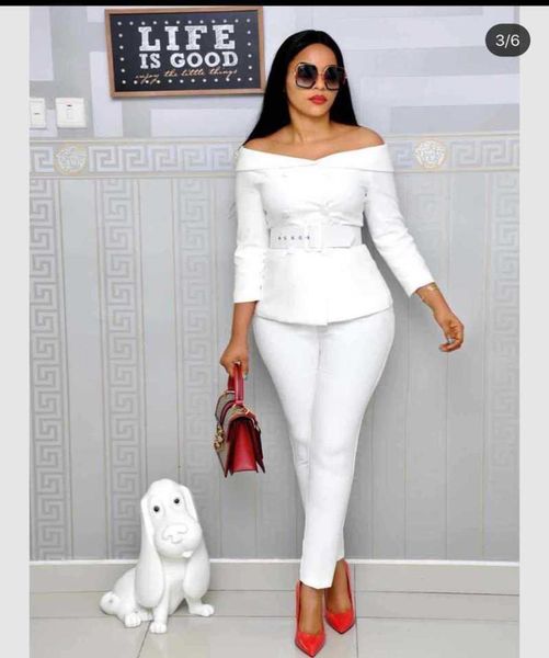 

quality shoulder women039s cardigan casual pants set troussersset5159506, White