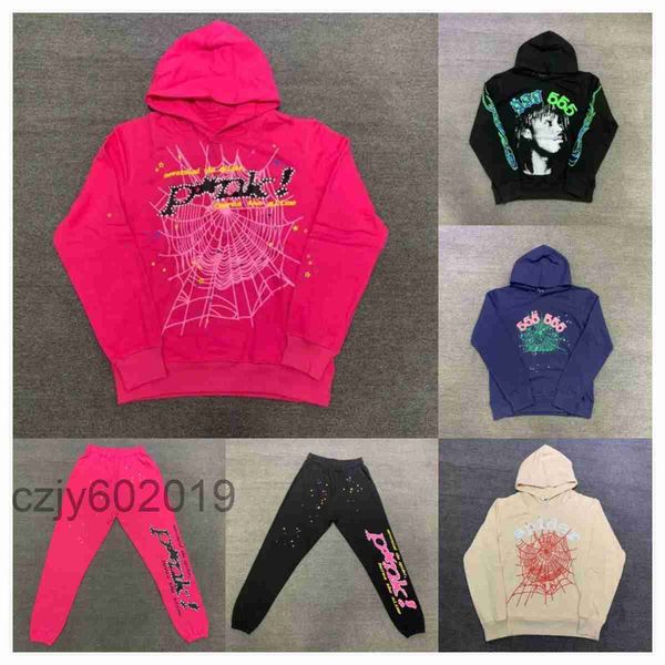 

men's hoodies sweatshirts puff print sp5der hoodie men women heavy fabric spider web sweatshirts pullover g220908 i053#rcfx, Black