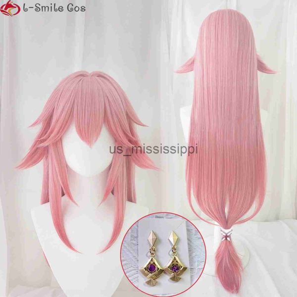 

cosplay wigs game genshin impact yae miko cosplay wig long pink gradient heat resistant synthetic halloween inazuma yae miko wigs wig cap x0, Black
