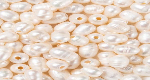

100pcs natural freshwater cultured pearls beads large hole loose beads5266959, White