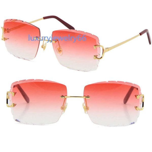 

wholesale selling women or man c decoration wire frame sunglasses rimless uv400 carved lens men glasses outdoors mirrored summer outdoor tra, White;black