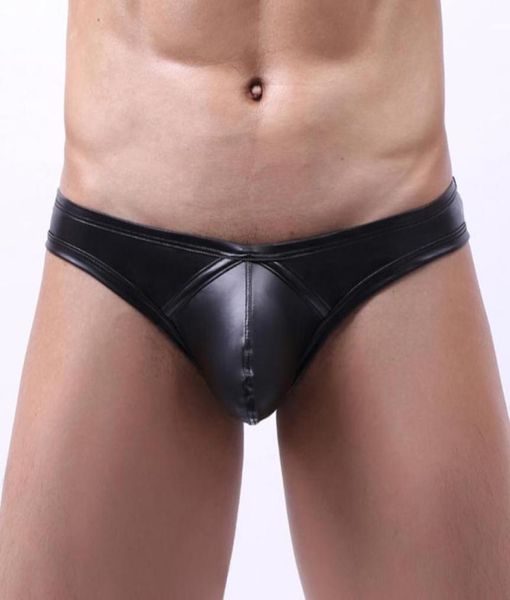 

underpants mens bulge pouch underwear faux leather thongs briefs panties male swimwear lingerie low waist8074161, Black;white