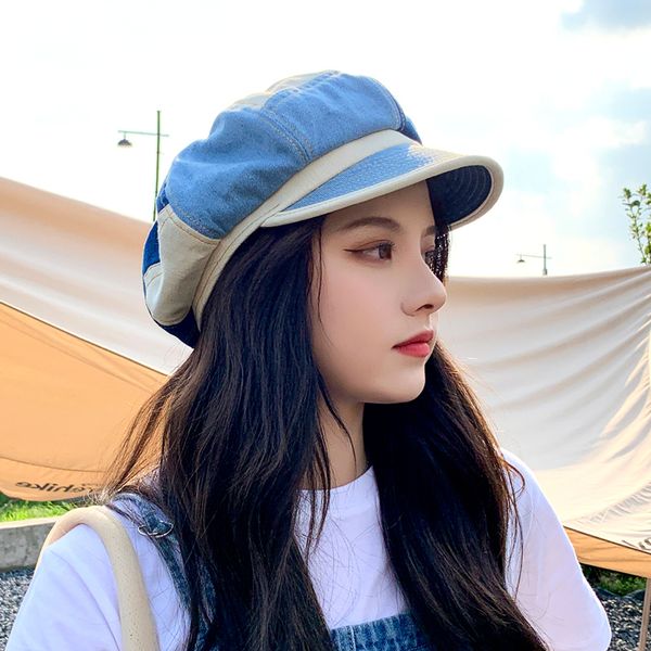 

ball caps cowboy patchwork octagon hat women sunblock beret spring autumn early winter all simple fashion trend british 230831, Blue;gray