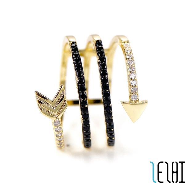 

fashion personality simple arrow couple promise with side stones ring 18k gold electroplated black diamond rings sisters brothers 2197147, Silver