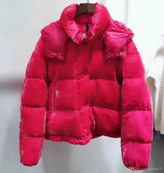 

2019 fashion women down jacket rose velour fabric winter women dress down coat keep warm hooded jacket6439969, Black