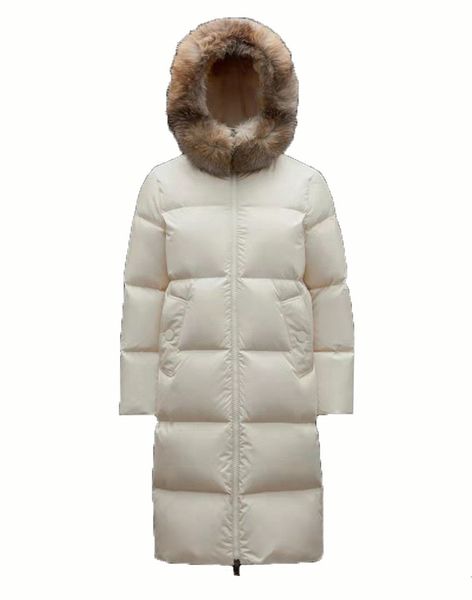 

winter long women down jacket fur collar hooded puffer jacket arm badge down jacket warm coat size 0--3, Black