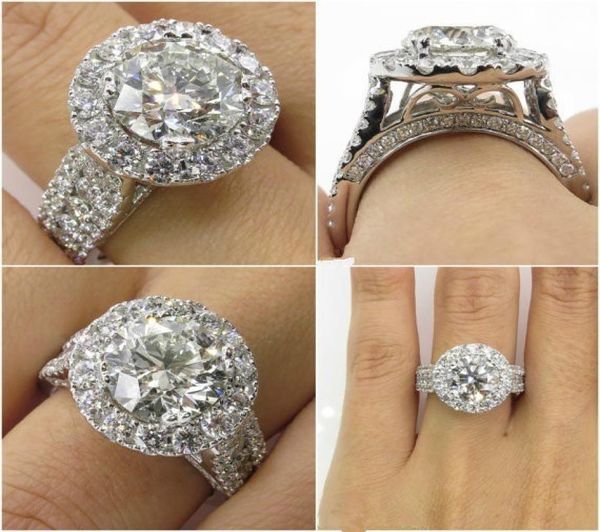 

luxury female big diamond ring 925 silver filled ring vintage wedding band promise engagement rings for women1707277, Slivery;golden