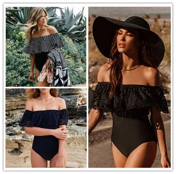 

off shoulder one piece swimsuit women swimwear female bodysuit bathing suit ruffle monokini swim wear beachwear beach xl4487948, White;black