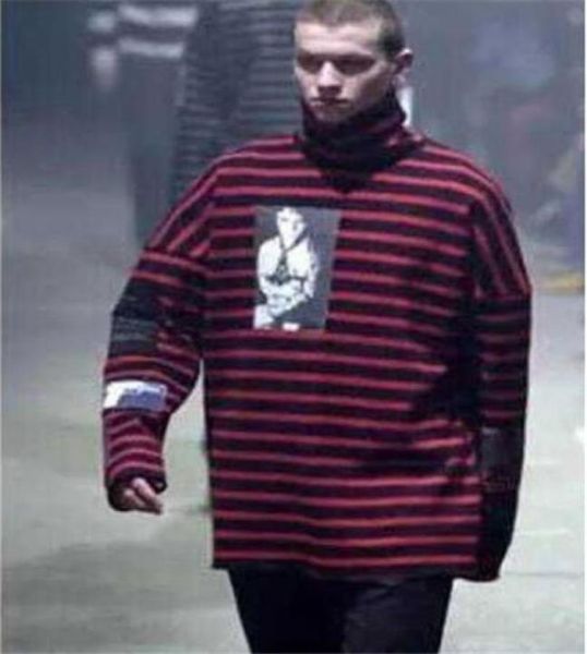 

new style raf simons big bang gdragon hip hop striped hoodies street man fashion hoodie turtleneck winter sweatshirt8949101, Black