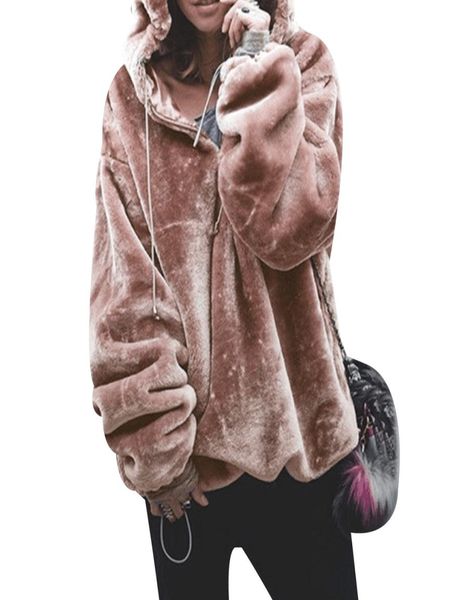 

women fashion chic style hooded sweatshirt oversized hoodies big pocket plush warm autumn winter outwear female streetwear4483533, Black