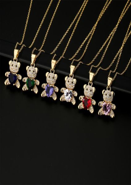 

new fashion cz pave setting cute love bears pendant necklace woman gift 18k gold jewelry7223754, Silver