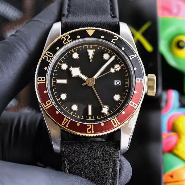 

mens watch automatic mechanical movement watches 42mm business leather wristwatch montre de luxe watches for men356a, Slivery;brown