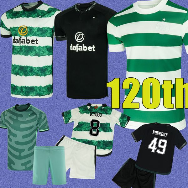 

23 24 celtic soccer jerseys home away kyogo edouard 2023 elyounoussi turnbull ajeti christie jota griffiths forrest men kit uniforms footbal, Black;yellow