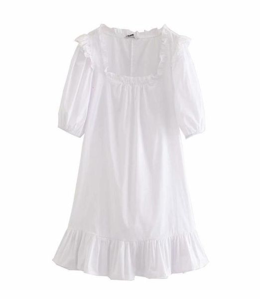 

dresses summer casual style square collar ruffle solid dress1701482, Black;gray