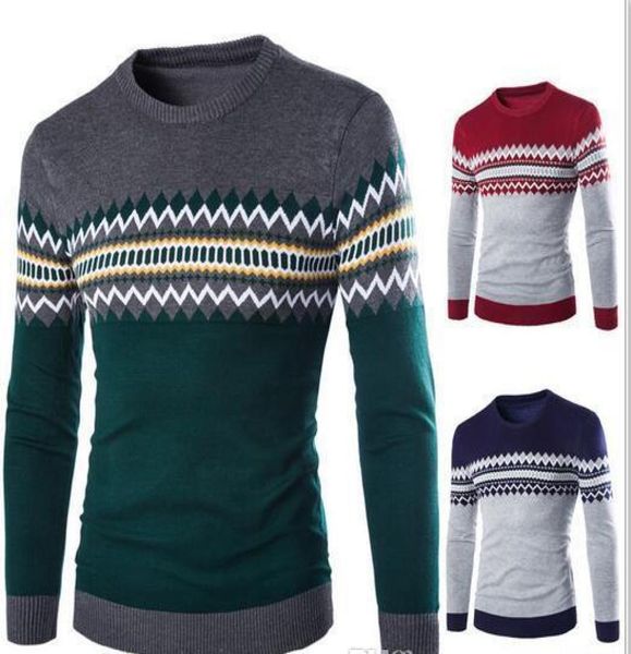 

plus size british men winter sweater round neck geometric pullover knitwear for men wild chirimas style casual men sweater j1610077060062, White;black