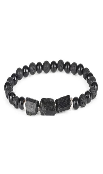 

natural rough black tourmaline healing stone bead combo 6mm matte onyx lava energy customized energy bracelet for man women9246238