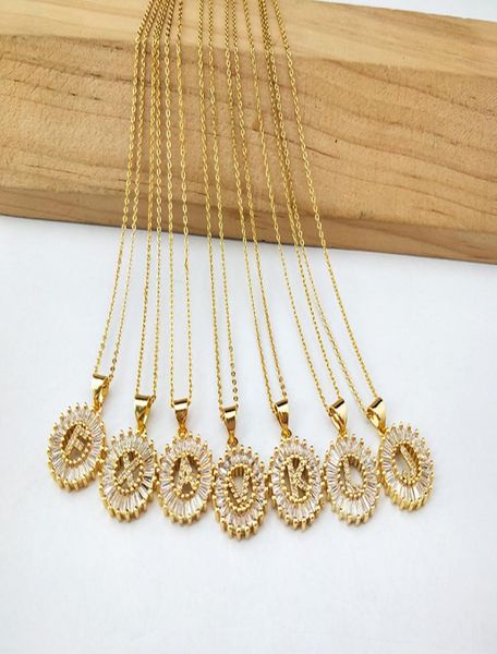 

gold color round micro pave crystal cubic zirconia 26 letter pendants charms necklace jewelry making for woman nk4317609541, Silver