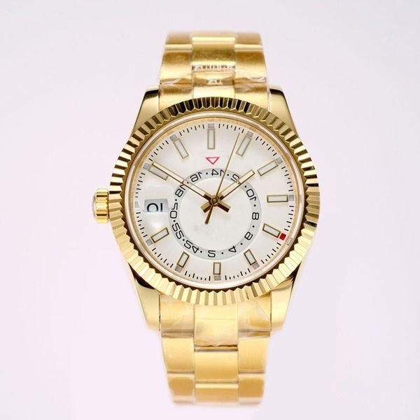 

strap mens watches mechanical automatic 42mm sapphire gold stainless steel multifunctional design watch watch wristwatches watch gold xxumj, Slivery;brown