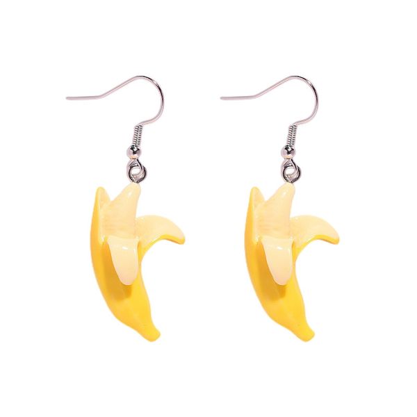 

fashion simulated mini banana cake resin dangle earrings 3d light reflective rotating disco ball for women birthday part gift, Golden