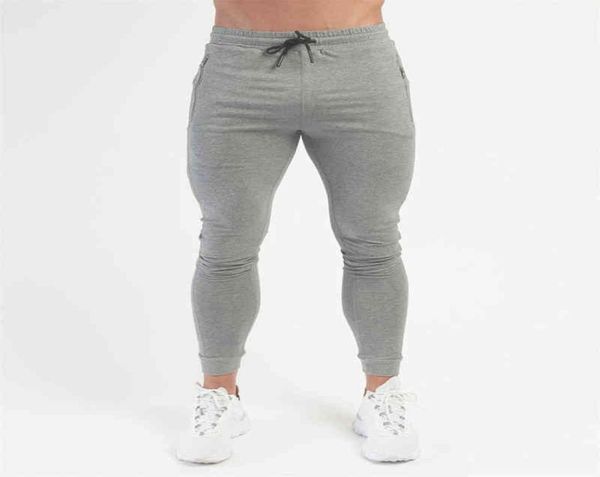 

solid skinny casual pants men joggers sweatpants autumn gym fitness cotton sportswear trousers bottoms male running trackpants g221008712, Black