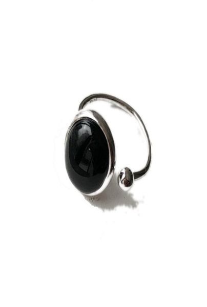 

personality punk big oval shaped black onyx 925 sterling silver engagement openend ring for elegant women jewelry jzr3093091328