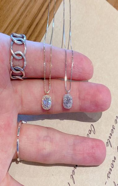 

s925 sterling silver zircon temperament female pendant necklace ins cold japanese and korean allmatch full diamond square geometr9969715