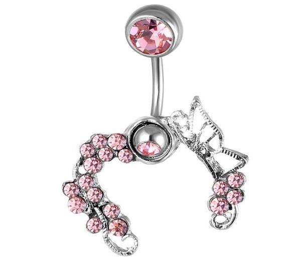 

d0654 pink belly nave ring012345678910111213143908580, Silver