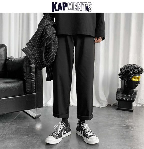 

kapments men korean casual harem pants mens japanese streetwear high waist trousers fashions loose straight pants plus size 2011096207468, Black