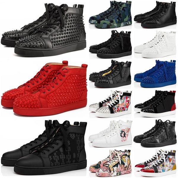 

2023 new men designer red bottoms platform casual shoes loafers rivets low studed designers shoe mens women fashion bottomes sneakers traine, Black
