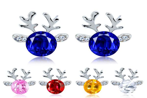 

crystal earrings three dimensional christmas reindeer earring kids christmas gifts cute stud earring red pink white ps15774305653, Golden