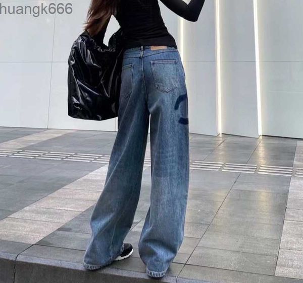

women's jeans high-waisted designer straight-through wide leg pants show thin women casual pants size s-l-, Blue