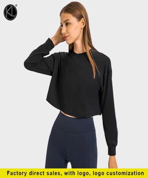 

nwt 10 yoga women sports running slim long sleeve fitted fitness clothes exercise training tshirts girl new fashion p2350816