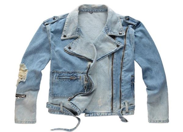 

sokotoo men039s holes ripped blue jean biker jacket for motorcycle streetwear zippers turn down collar denim coat outerwear5791052, Black;brown
