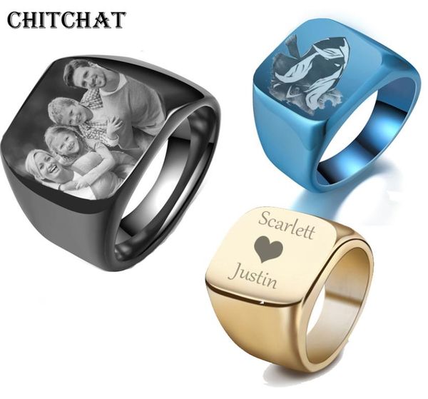 

jewelrycustomized personalized customized engrave name ring stainless steel mens signet family po male engagement1516283, Silver